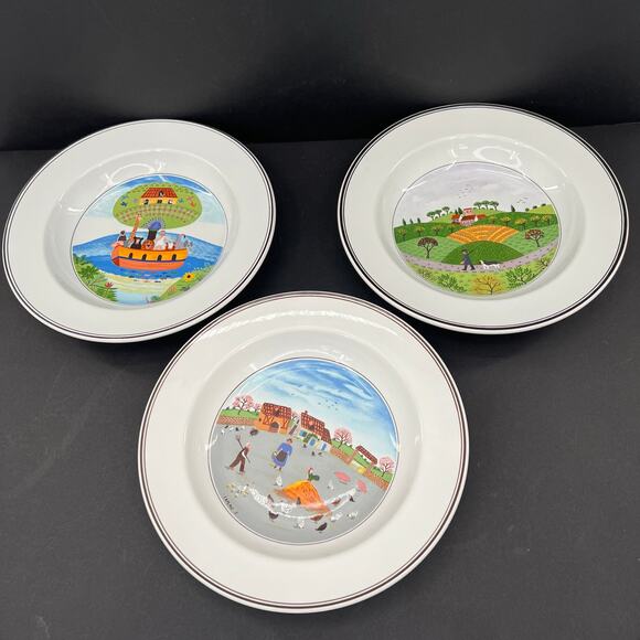 Design Naif by Villeroy & Boch 8” rimmed soup cereal bowls - Lot of 6 - Picture 4 of 6